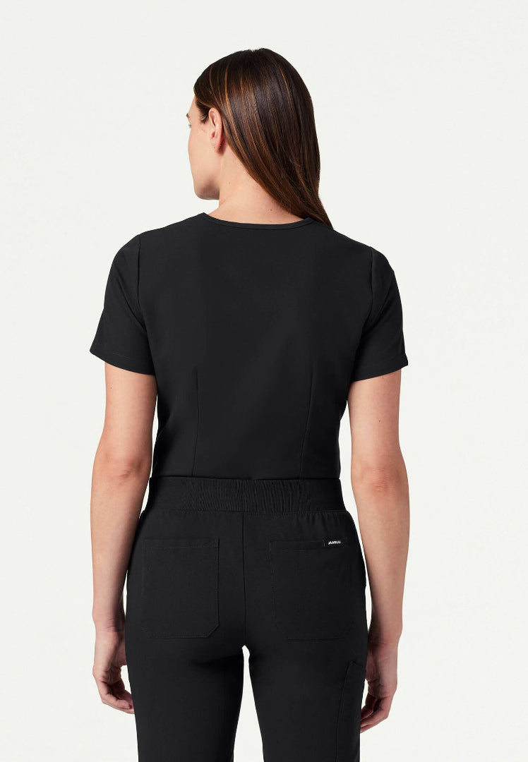 Rhena Slim Essential 1-Pocket Scrub Top - Black