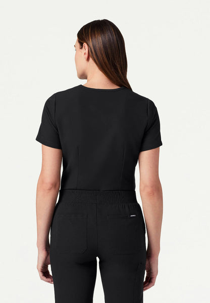 Rhena Slim Essential 1-Pocket Scrub Top - Black