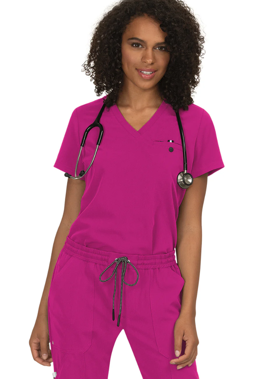 Koi Next Gen Women's 1-Pocket Tuck-In Scrub Top - Azalea Pink