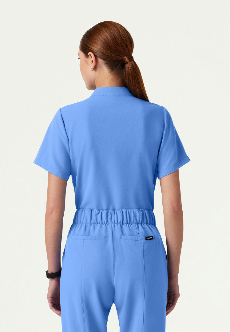 Savi Tuck-In Stand-Collar Scrub Top - Ciel Blue