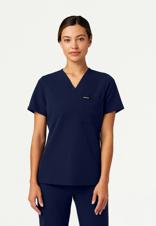 Rhena Slim Essential 1-Pocket Scrub Top - Midnight Navy
