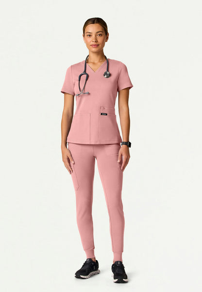 Kass Slim 4-Pocket UltraSOFT Scrub Top - Mauve