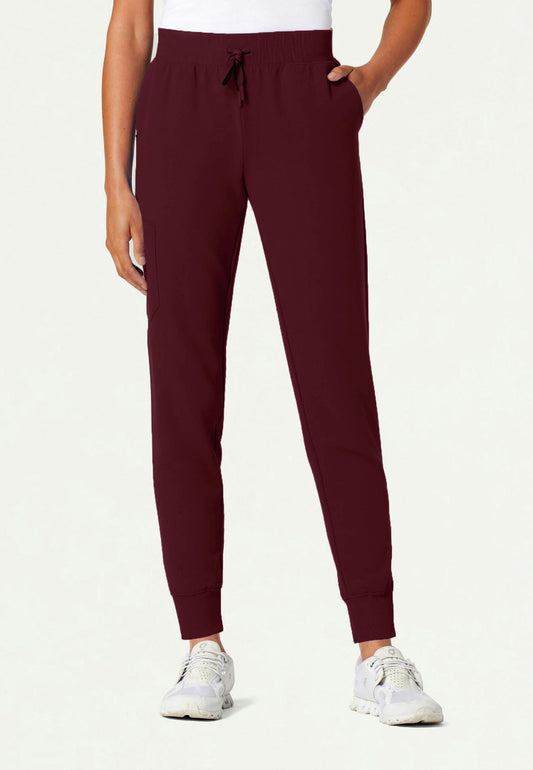 Silex Slim Knit-Waist Scrub Jogger - Burgundy