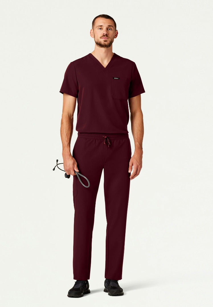 Pantalón médico Rhodes Everyday de pierna recta - Borgoña