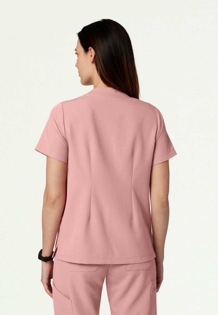 Helia Notched V-Neck Scrub Top - Mauve