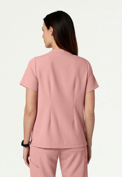 Helia Notched V-Neck Scrub Top - Mauve