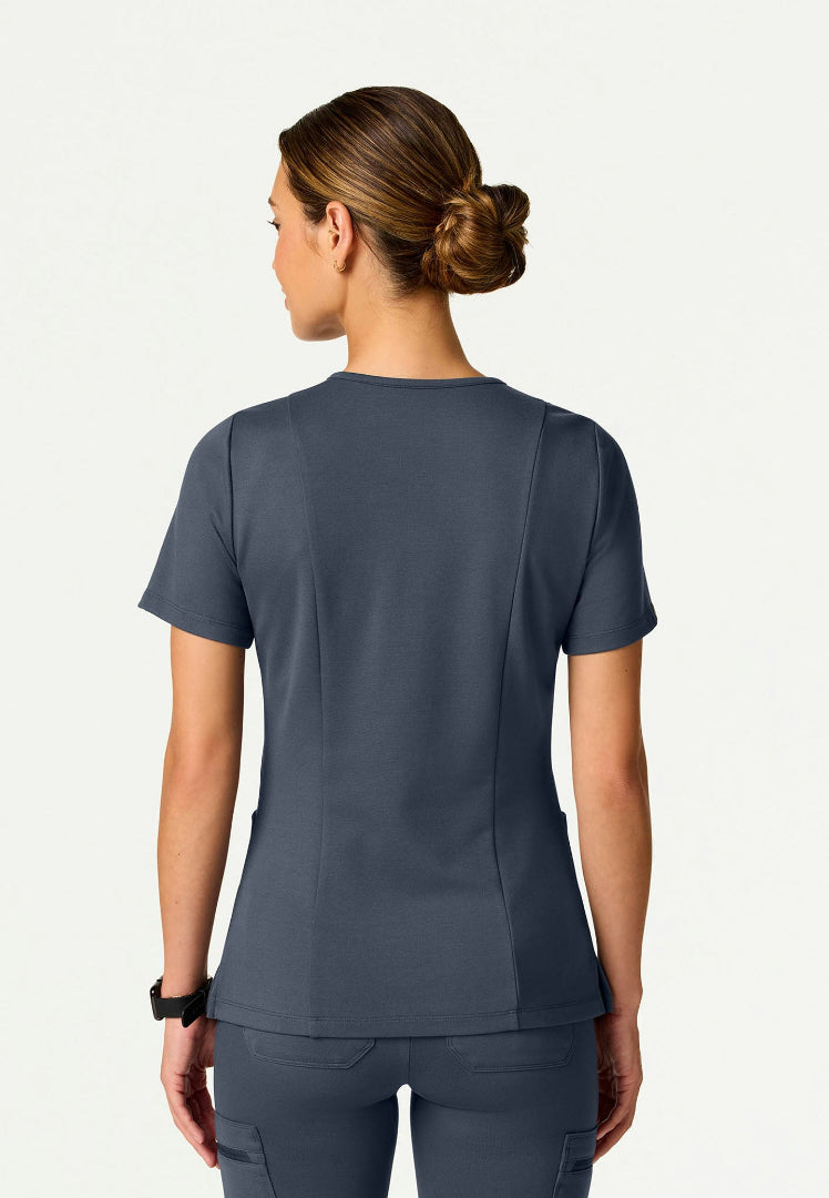 Kass Slim 4-Pocket UltraSOFT Scrub Top - Carbon Gray