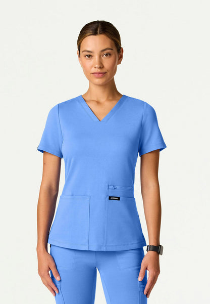 Kass Slim 4-Pocket UltraSOFT Scrub Top - Ciel Blue