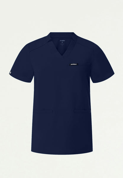 Helia Notched V-Neck Scrub Top - Midnight Navy