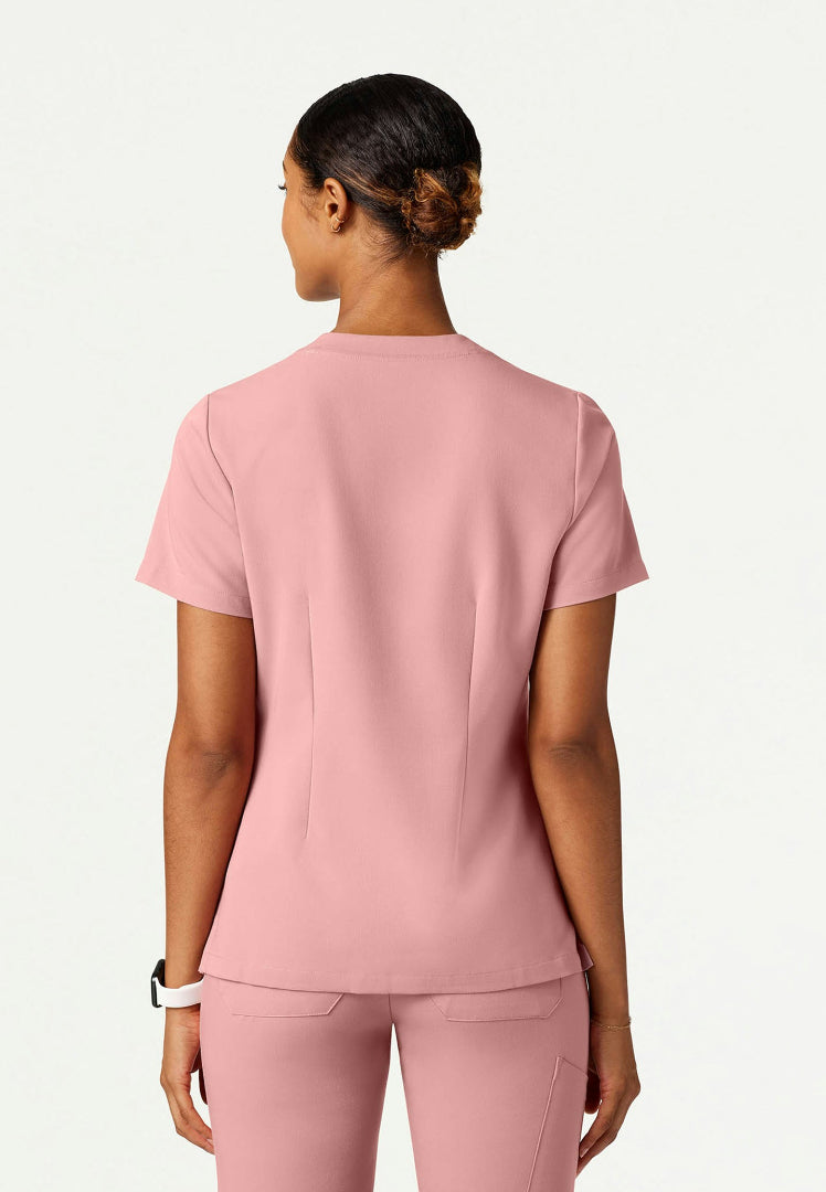Blusa médica Helia Slim con cuello en V y muescas - Malva