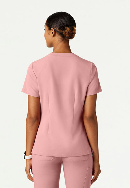 Blusa médica Helia Slim con cuello en V y muescas - Malva