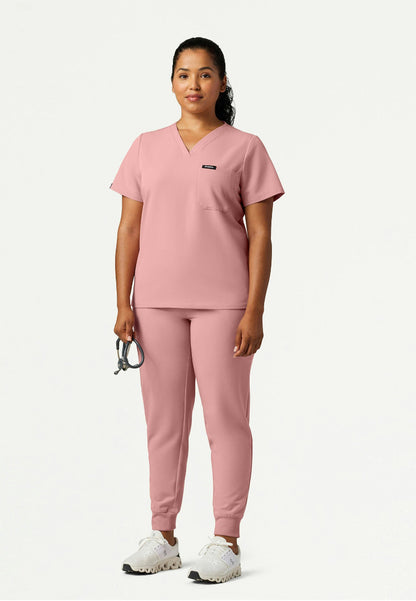 Rhena Slim Essential 1-Pocket Scrub Top - Mauve