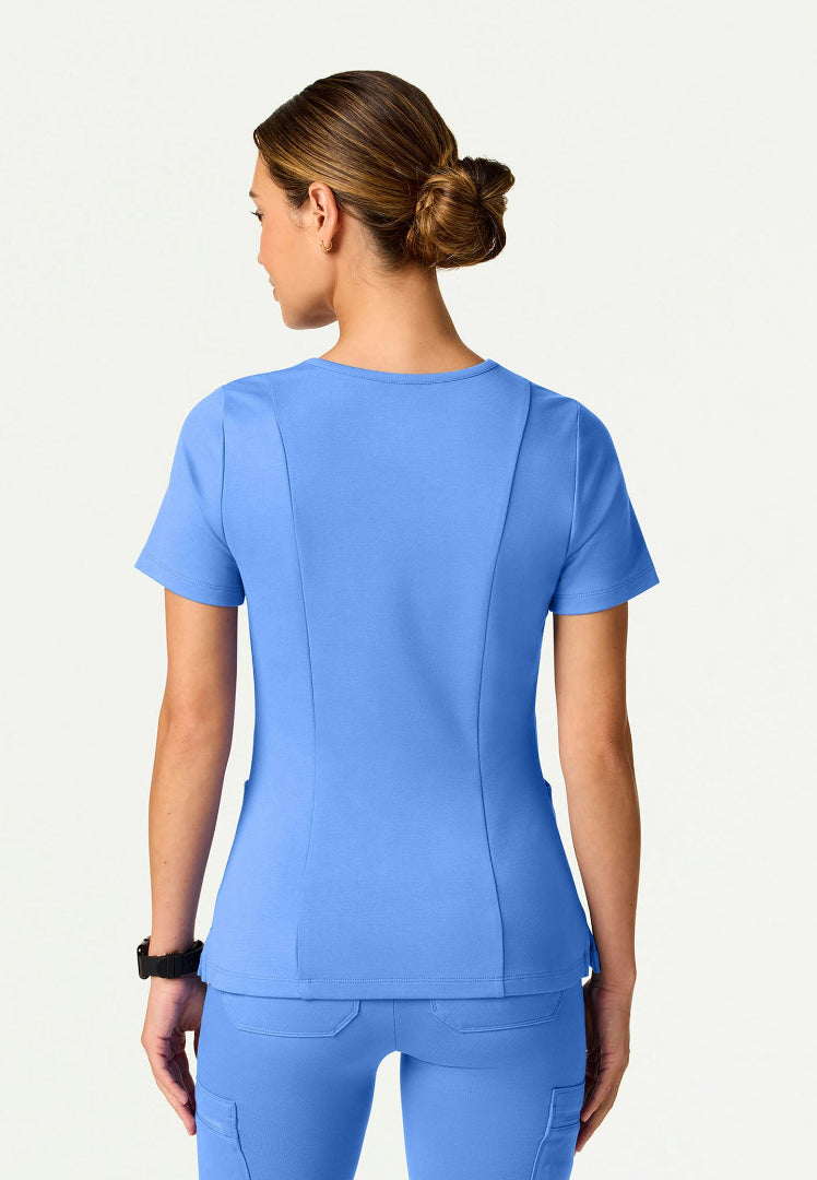 Kass Slim 4-Pocket UltraSOFT Scrub Top - Ciel Blue