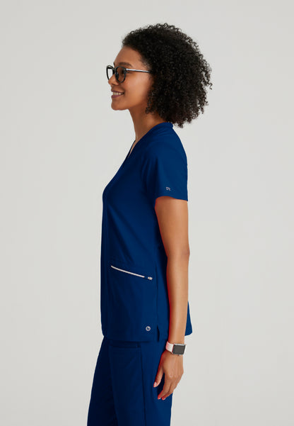 Victory 2-Pocket V-Neck Top - Indigo