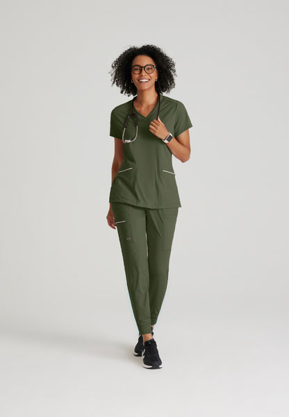 Victory 2-Pocket V-Neck Top - Olive