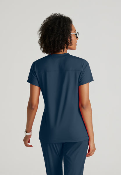 Victory 2-Pocket V-Neck Top - Steel