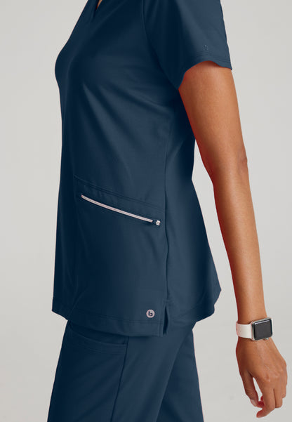 Victory 2-Pocket V-Neck Top - Steel