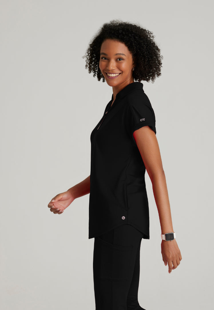 Barco One Performance Knit Women's 2 Pocket Zip-Neck Top - Black