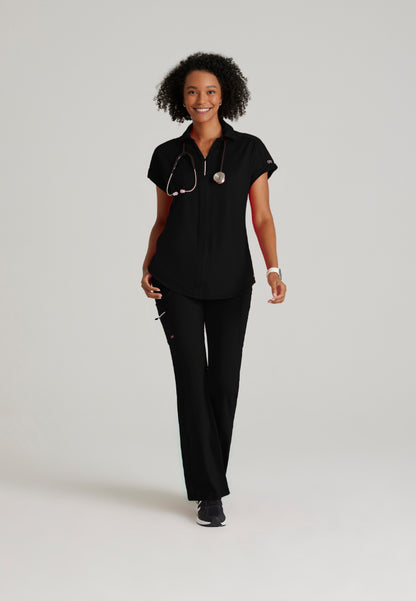 Engage 2-Pocket Zip-Neck Top - Black