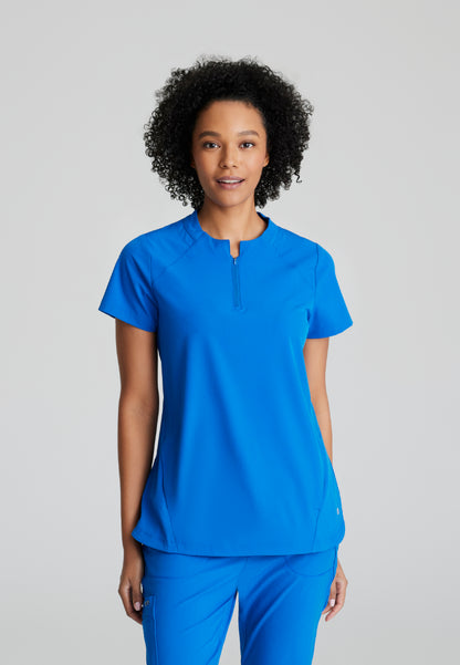Flux 2-Pocket Banded Zip Collar Top - New Royal