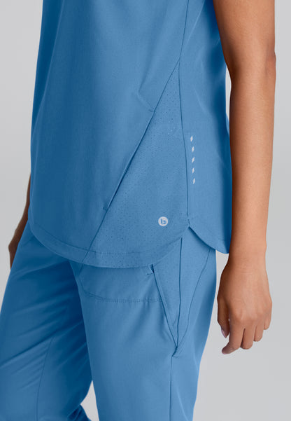 Flux 2-Pocket Banded Zip Collar Top - Ciel