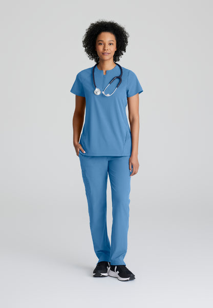 Flux 2-Pocket Banded Zip Collar Top - Ciel