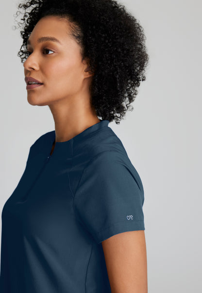 Flux 2-Pocket Banded Zip Collar Top - Steel