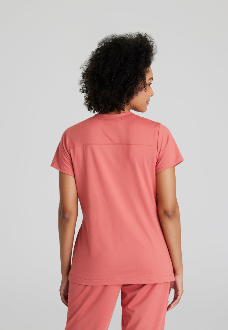 Barco One Performance Knit Women's 2 Pocket V-Neck Top - Ginger Rose