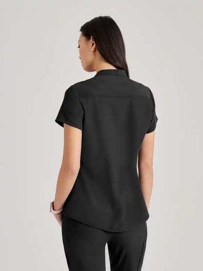 Barco Unify Women's 1 Pocket Collar Tuck In Top - Black - The Uniform Store