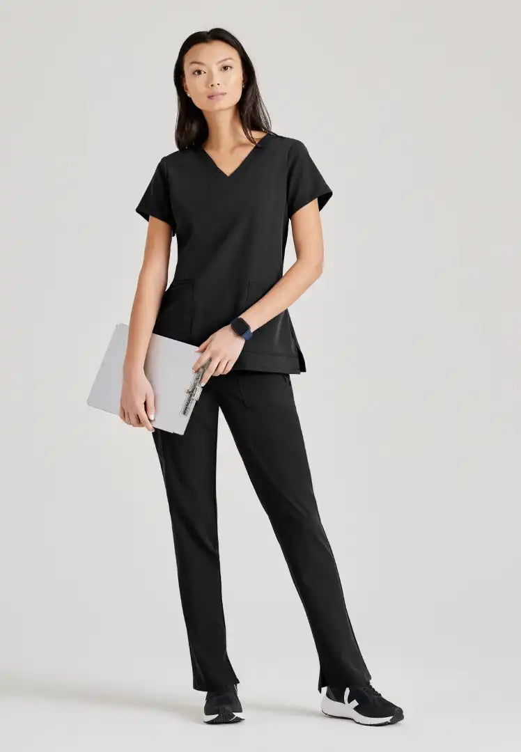 Barco Unify Women's 4 Pocket V-Neck Top - Black - The Uniform Store