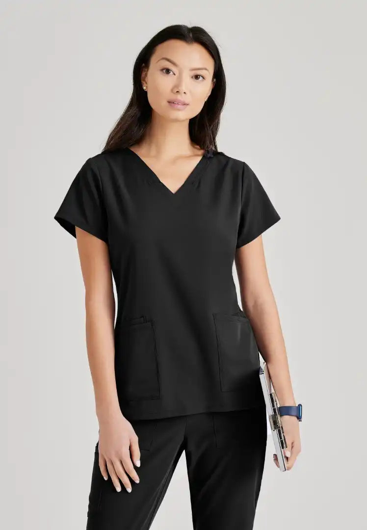 Barco Unify Women's 4 Pocket V-Neck Top - Black - The Uniform Store