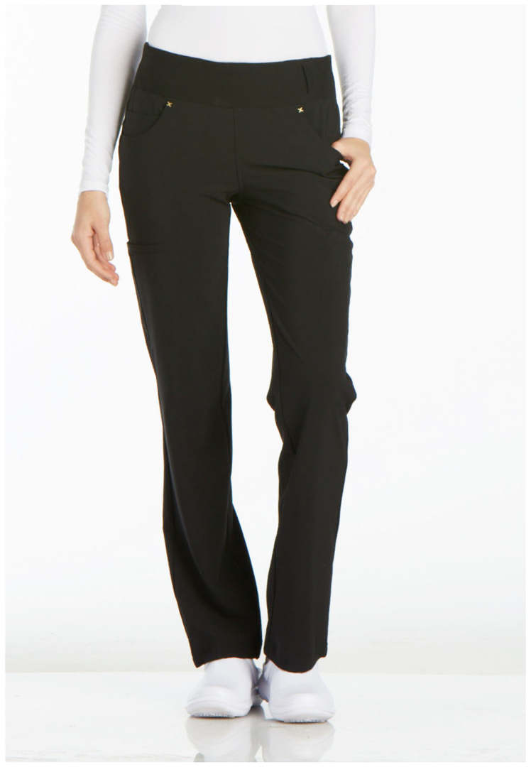 Cherokee Mid-Rise Straight Leg Pull-on Pant - Black - The Uniform Store