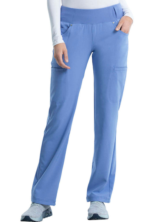 Cherokee Mid-Rise Straight Leg Pull-on Pant - Ceil - The Uniform Store