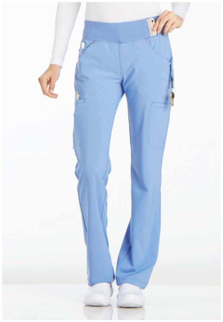 Cherokee Mid-Rise Straight Leg Pull-on Pant - Ceil - The Uniform Store