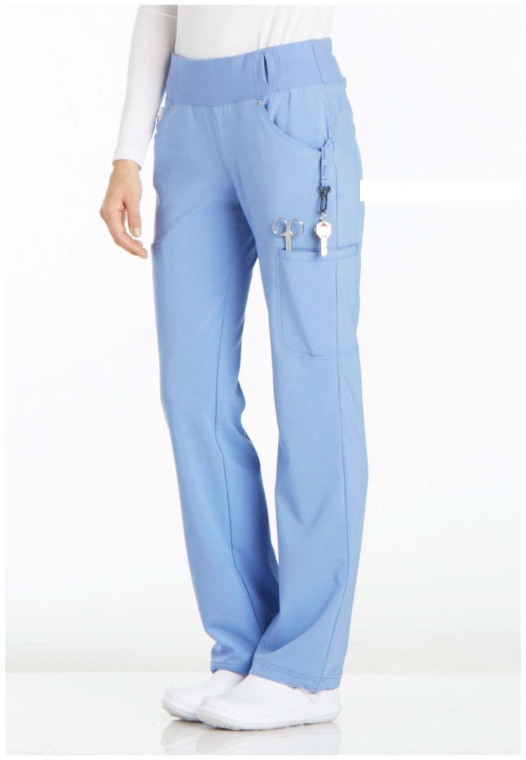 Cherokee Mid-Rise Straight Leg Pull-on Pant - Ceil - The Uniform Store