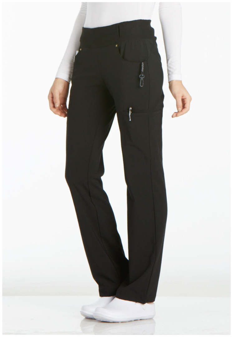 Cherokee Mid-Rise Straight Leg Pull-on Pant - Black - The Uniform Store