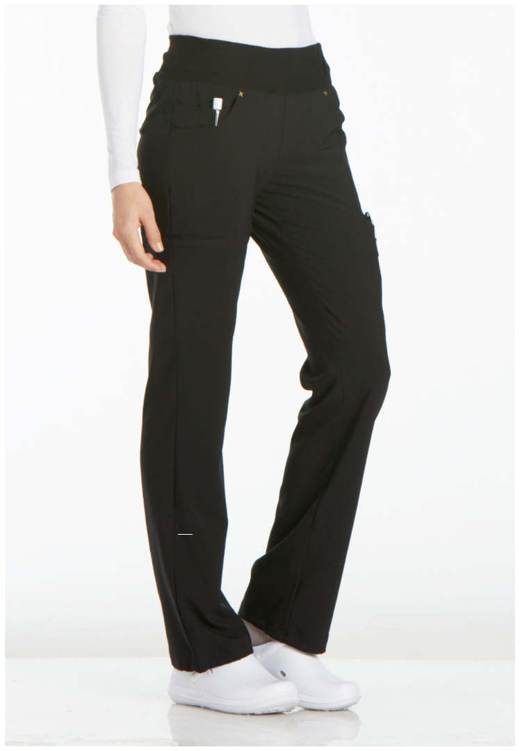 Cherokee Mid-Rise Straight Leg Pull-on Pant - Black - The Uniform Store