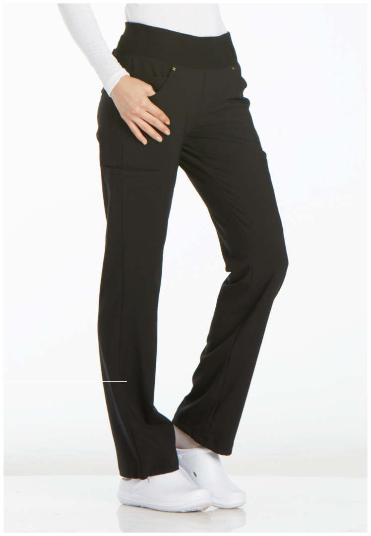 Cherokee Mid-Rise Straight Leg Pull-on Pant - Black - The Uniform Store