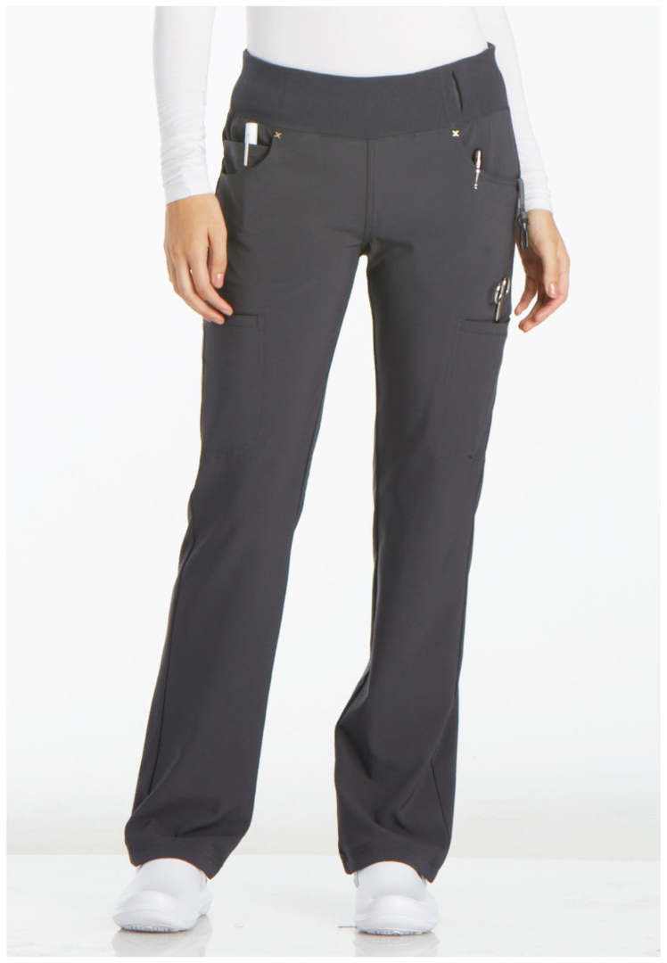 Cherokee Mid-Rise Straight Leg Pull-on Pant - Pewter - The Uniform Store