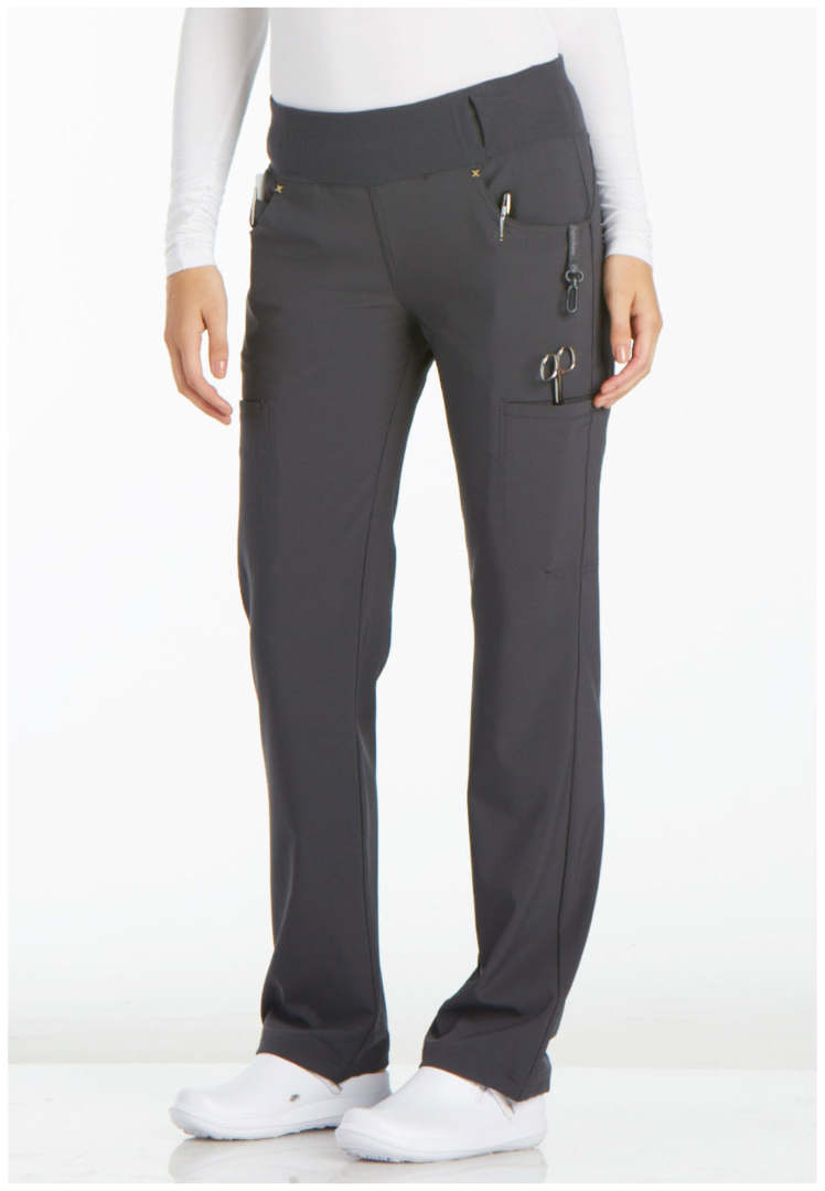 Cherokee Mid-Rise Straight Leg Pull-on Pant - Pewter - The Uniform Store