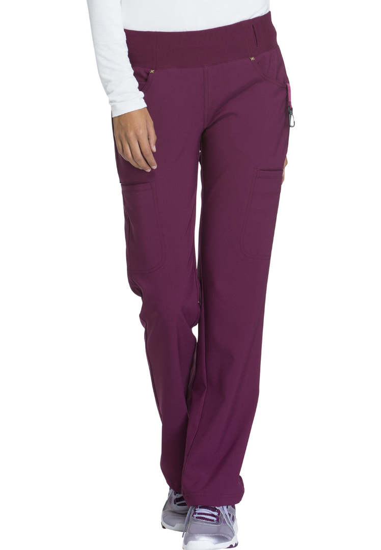 Cherokee Mid-Rise Straight Leg Pull-on Pant - Wine - The Uniform Store