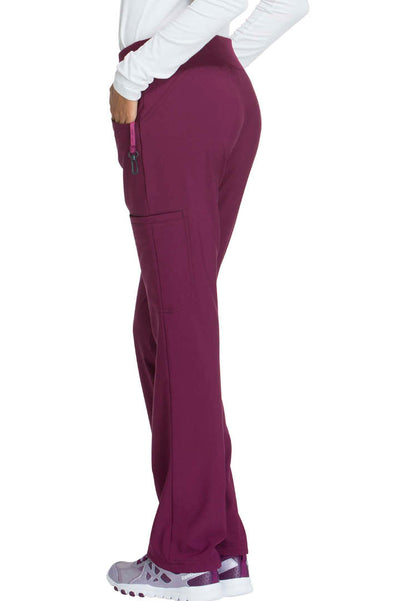 Cherokee Mid-Rise Straight Leg Pull-on Pant - Wine - The Uniform Store