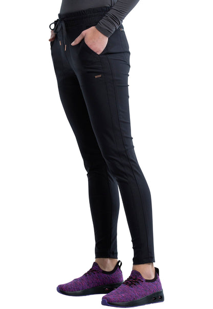 Mid-Rise Tapered Leg Drawstring Pant - Black