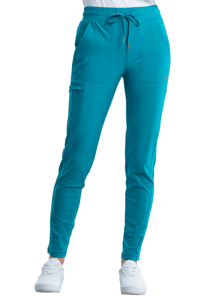 Mid-Rise Tapered Leg Drawstring Pant - Teal