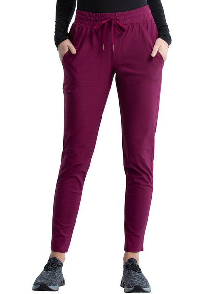 Mid-Rise Tapered Leg Drawstring Pant - Wine