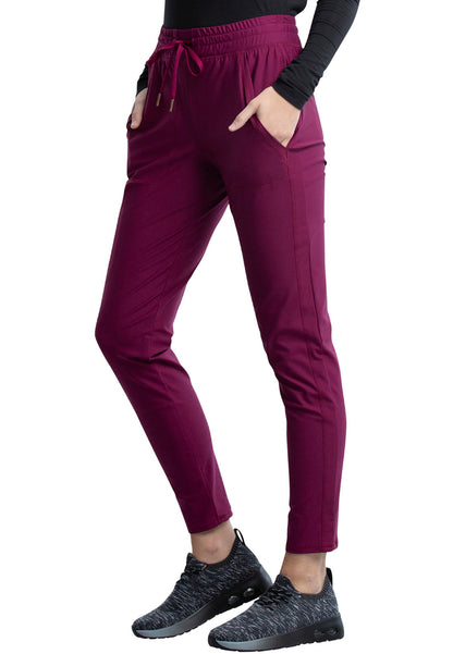 Mid-Rise Tapered Leg Drawstring Pant - Wine