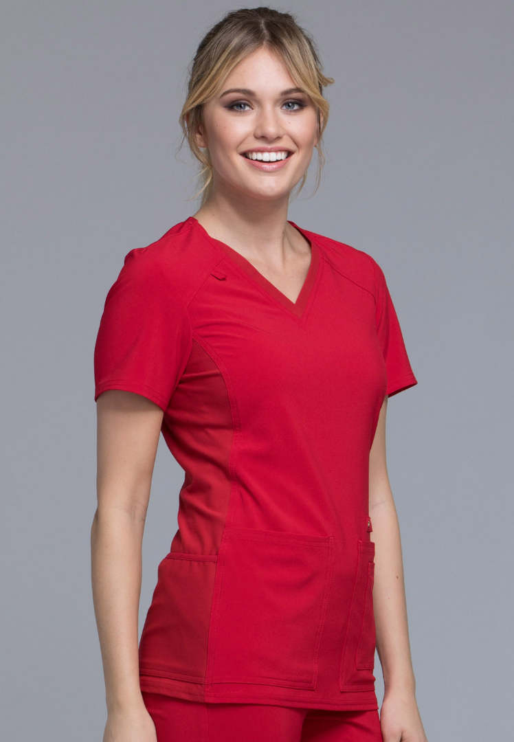 Cherokee iFlex V-Neck Scrub Top - Red