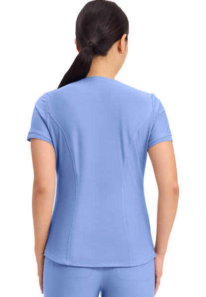 Curved Hemline V-Neck Scrub Top - Ciel