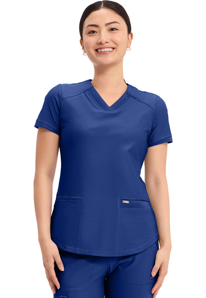 Curved Hemline V-Neck Scrub Top - Galaxy