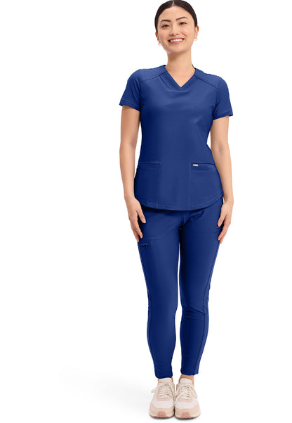 Curved Hemline V-Neck Scrub Top - Galaxy